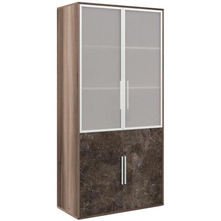 Шкаф для документов B-tone BTN36150142 со стеклом (вяз/темный бетон, 935х450х1917 мм)